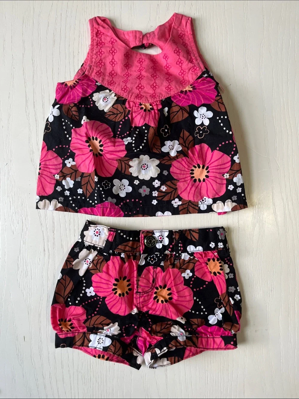 Gymboree Pink & Black Floral Two-Piece Set